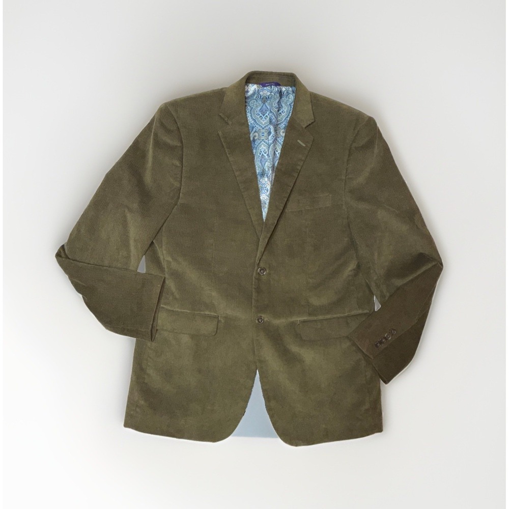 Alan Flusser Green Men's Size Large Corduroy Blazer Sport Coat 46" Chest